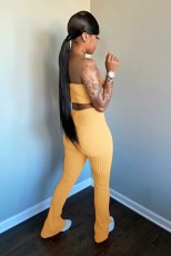 Sexy Solid Tube Top And Pants Slim Two Piece Sets SMR-9838