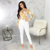 Plus Size Trendy Printed Full Sleeve Blouse Shirt Tops SMR-9830