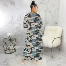 Camo Print Full Sleeve Long Coat SMR-9776