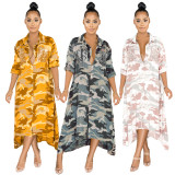 Camo Print Full Sleeve Long Coat SMR-9776