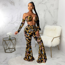 Sexy Printed Long Flared Pants Without Chain SMR-9787