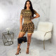 Casual Printed Short Sleeve Two Piece Shorts Set SMR-9818