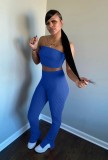 Sexy Solid Tube Top And Pants Slim Two Piece Sets SMR-9838