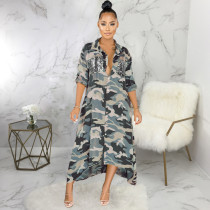 Camo Print Full Sleeve Long Coat SMR-9776