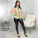 Plus Size Trendy Printed Full Sleeve Blouse Shirt Tops SMR-9830