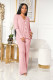 Solid Rib  Buttons Tops Long Pants 2 Piece Sets XMY-9276