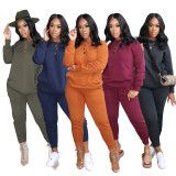 Casual Solid Thicken Long Sleeve 2 Piece Suits IV-8146