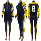 Plus Size Casual Zipper Jacket And Pants 2 Piece Sets MDF-5189