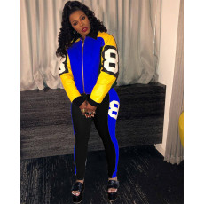 Plus Size Casual Zipper Jacket And Pants 2 Piece Sets MDF-5189