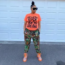 Camouflage Splashed Ink Printed Casual Pants FSL-122