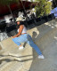 Plus Size Denim Ripped Hole Lace Up Jeans Pants LX-5516