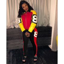 Plus Size Casual Zipper Jacket And Pants 2 Piece Sets MDF-5189