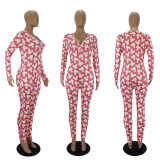 Casual Printed Long Sleeve One Piece Jumpsuits SHD-9457