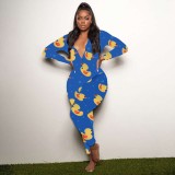 Casual Printed Long Sleeve One Piece Jumpsuits SHD-9457