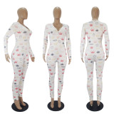 Casual Printed Long Sleeve One Piece Jumpsuits SHD-9457