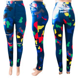 Casual Printed Hole Skinny Pencil Pants NIK-192