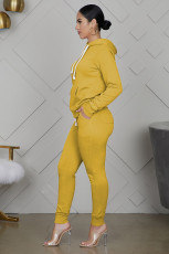 Casual Solid Hoodies Pants Two Piece Sets WY-6710
