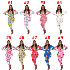 Casual Printed Long Sleeve One Piece Jumpsuits SHD-9457