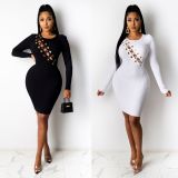 Sexy Lace Up Long Sleeve Bandage Dress CHY-1283