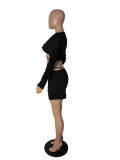 Sexy Ruched Crop Tops Mini Skirt Two Piece Suits CHY-1285