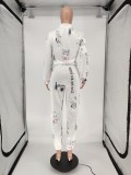 Casual Printed Sweatshirt Two Piece Pants Set WSM-5212