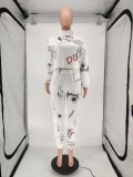 Casual Printed Sweatshirt Two Piece Pants Set WSM-5212