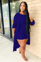 Solid Full Sleeve Long Cloak+Sleeveless Romper 2 Piece Sets WY-6682