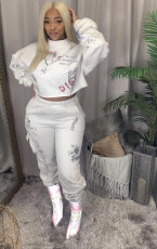 Casual Printed Sweatshirt Two Piece Pants Set WSM-5212