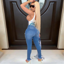 Denim Ripped Hole Skinny Jeans Pants ORY-5178