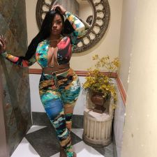 Sexy Printed Lace Up Hollow Two Piece Sets BGN-133