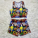 Sexy Printed Tank Top And Shorts Two Piece Sets SHD-9337