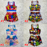 Sexy Printed Tank Top And Shorts Two Piece Sets SHD-9337