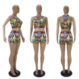Sexy Printed Tank Top And Shorts Two Piece Sets SHD-9337