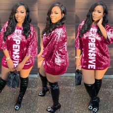 Shiny Sequined Half Sleeve Mini Dress SFY-195