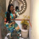 Sexy Printed Lace Up Hollow Two Piece Sets BGN-133