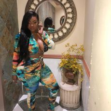 Sexy Printed Lace Up Hollow Two Piece Sets BGN-133