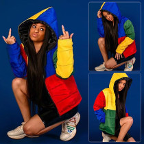 Hooded Contrast Warm Zipper Coat GLF-8081