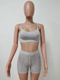 Sexy Knitted Cami Top And Shprts Two Piece Sets LSD-9802