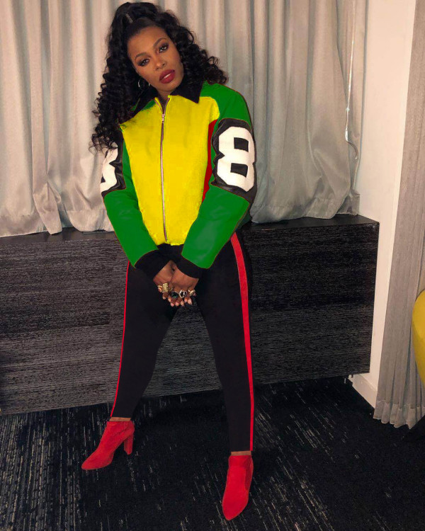Number Printed Zipper Jacket And Pants Two Piece Set XYF-9067