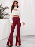 Solid High Waist Split Flared Pants LSD-8566