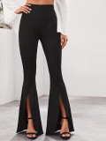Solid High Waist Split Flared Pants LSD-8566