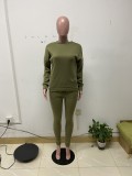 Casual Solid Thicken Long Sleeve 2 Piece Suits IV-8146