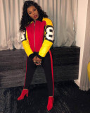 Number Printed Zipper Jacket And Pants Two Piece Set XYF-9067