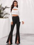 Solid High Waist Split Flared Pants LSD-8566