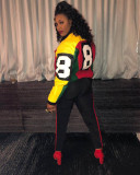 Number Printed Zipper Jacket And Pants Two Piece Set XYF-9067