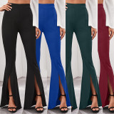 Solid High Waist Split Flared Pants LSD-8566