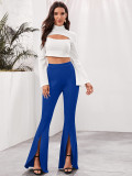 Solid High Waist Split Flared Pants LSD-8566