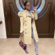 Trendy Puff Sleeve Double-breasted Lapel Trench Coat YD-8334