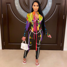 Fashion Printed Zipper Jumpsuit SXF-2974