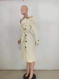 Trendy Puff Sleeve Double-breasted Lapel Trench Coat YD-8334